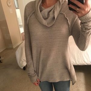 Inspired hearts cowl neck grey sweater